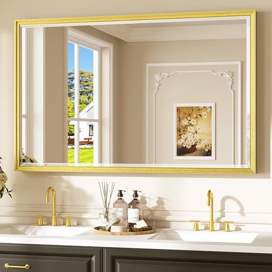Keonjinn 48" x 30" Brushed Gold Bathroom Mirrors by Keonjinn