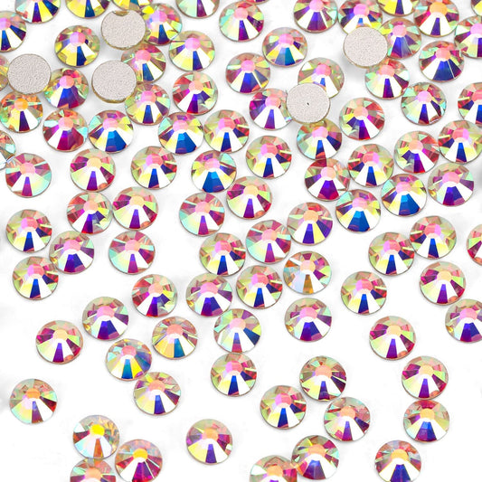 3000Pcs Crystal Ab Crystal Rhinestones,Glass Flatback Rhinestones Mini Gemstones for Nail Face Makeup Art Crafts Clothes Decoration -(SS8,2.4mm,Crystal Ab)