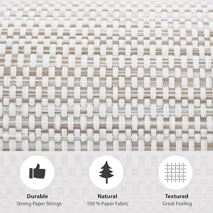 Ansehan Grasscloth Textured Wallcovering W1311 Oxford, Non Prepasted Natural - Image 6