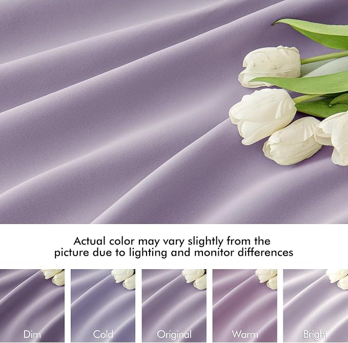 MIULEE Lilac Back Tab Blackout Curtains 120 Inch Long 2 Panels Set - Image 8