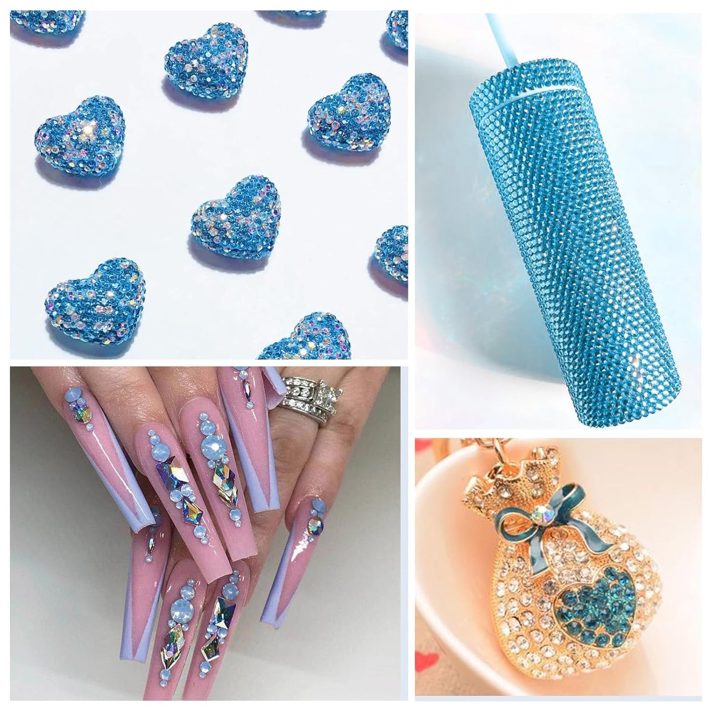 288Pcs Aquamarine Crystal Rhinestones,Glass Flatback Rhinestones Gemstones for Nail Face Makeup Art Crafts Clothes Decoration -(SS30, 6.5mm,Aquamarine)