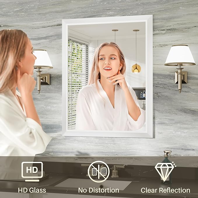 36x36 Inch White Bathroom Mirror - Image 5