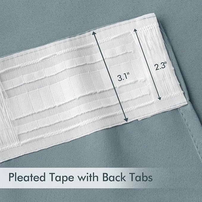 MIULEE Slate Blue Back Tab Blackout Curtains 90 Inches Long 2 Panels Set - Image 4