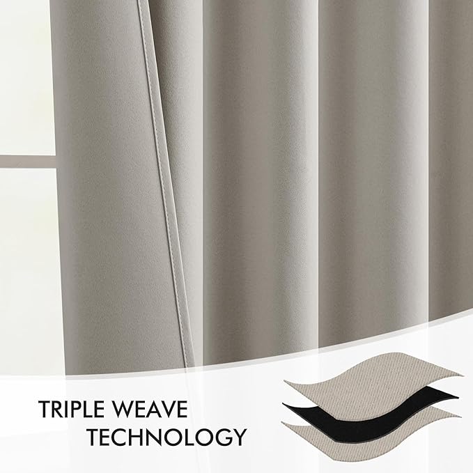 MIULEE Natural Back Tab Blackout Curtains 120 Inch Long 2 Panels Set - Image 7