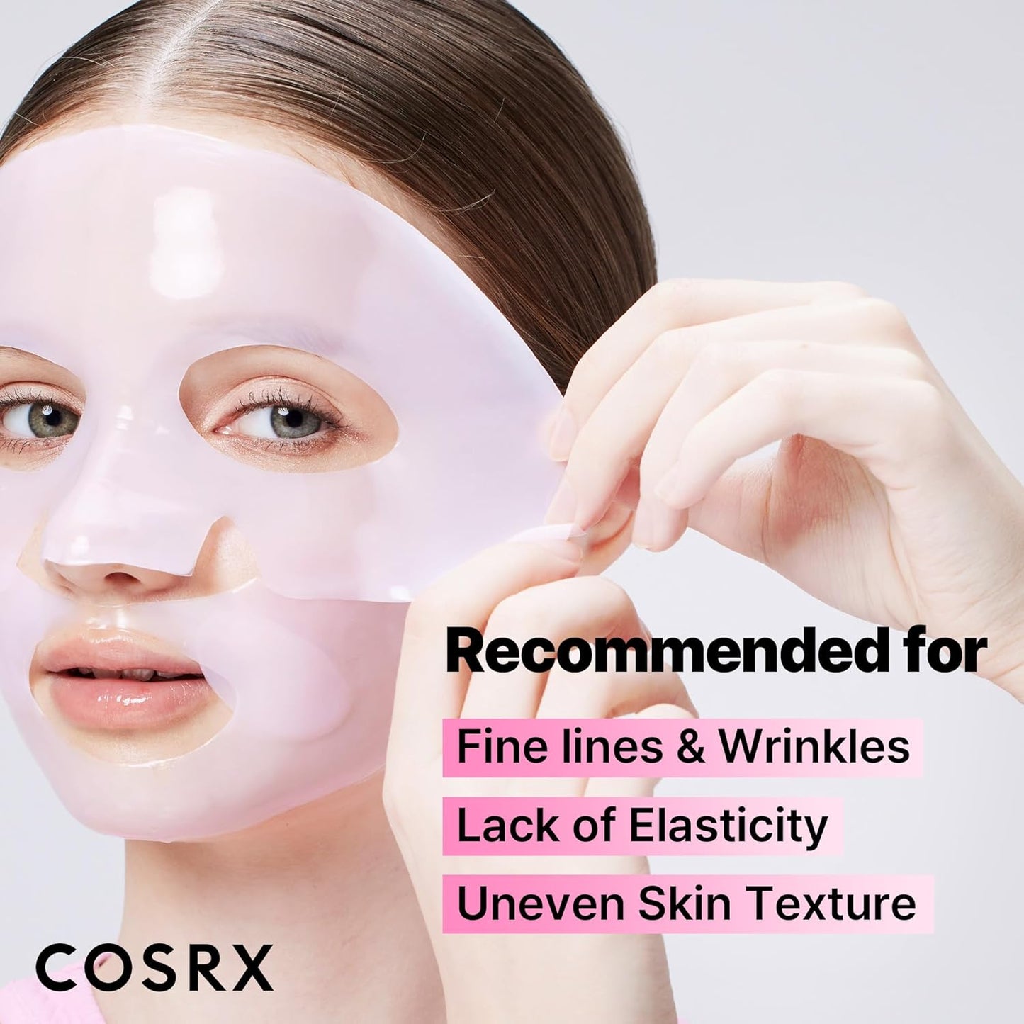 COSRX Pink Peptides Collagen Lifting Glow Hydrogel Face Masks Skincare 3 EA, Collagen Face Mask, Travel Essentials, Overnight Face Mask, Korean SkinCare