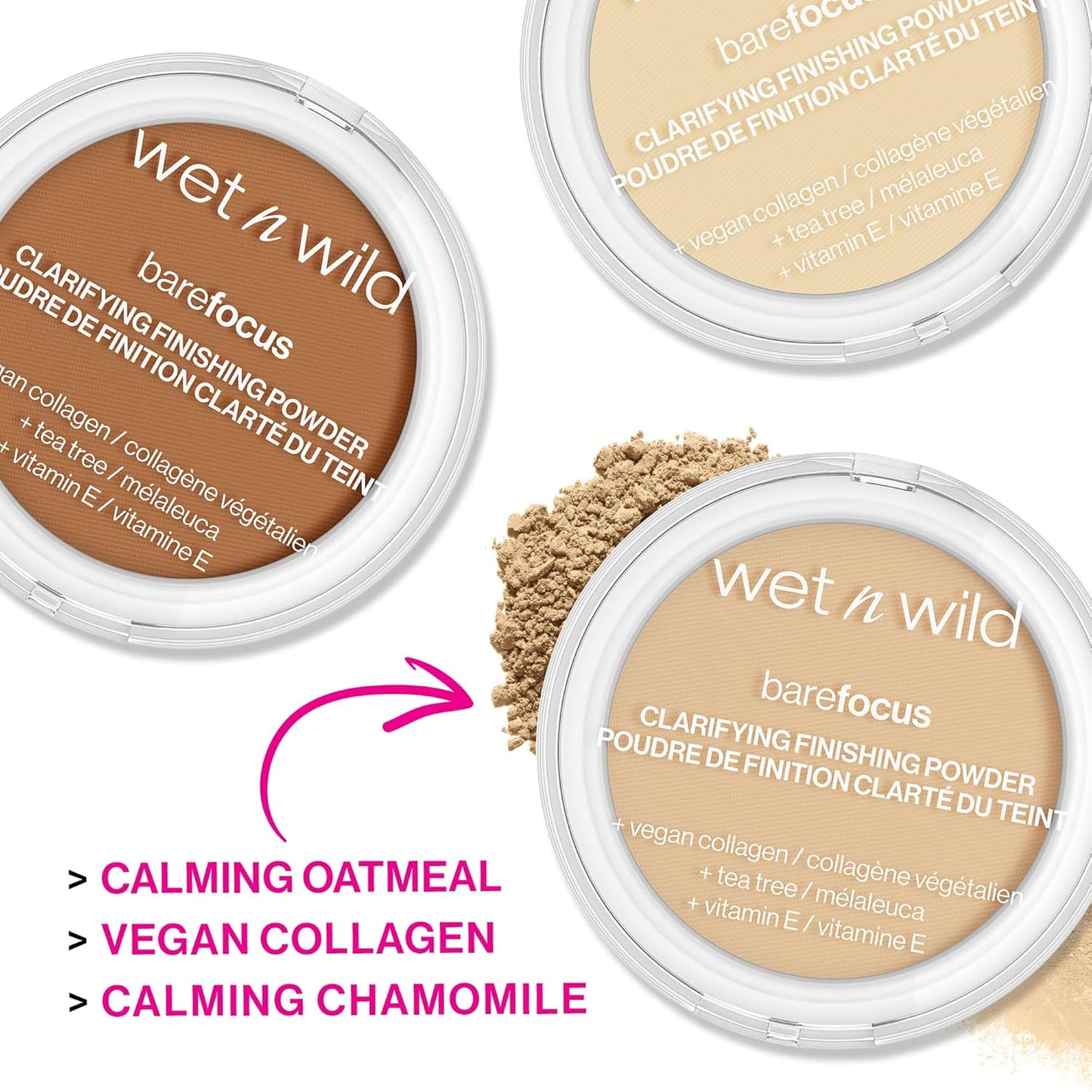 wet n wild Bare Focus Clarifying Finishing Powder | Matte | Pressed Setting Powder Light-Medium (Pack of 2)