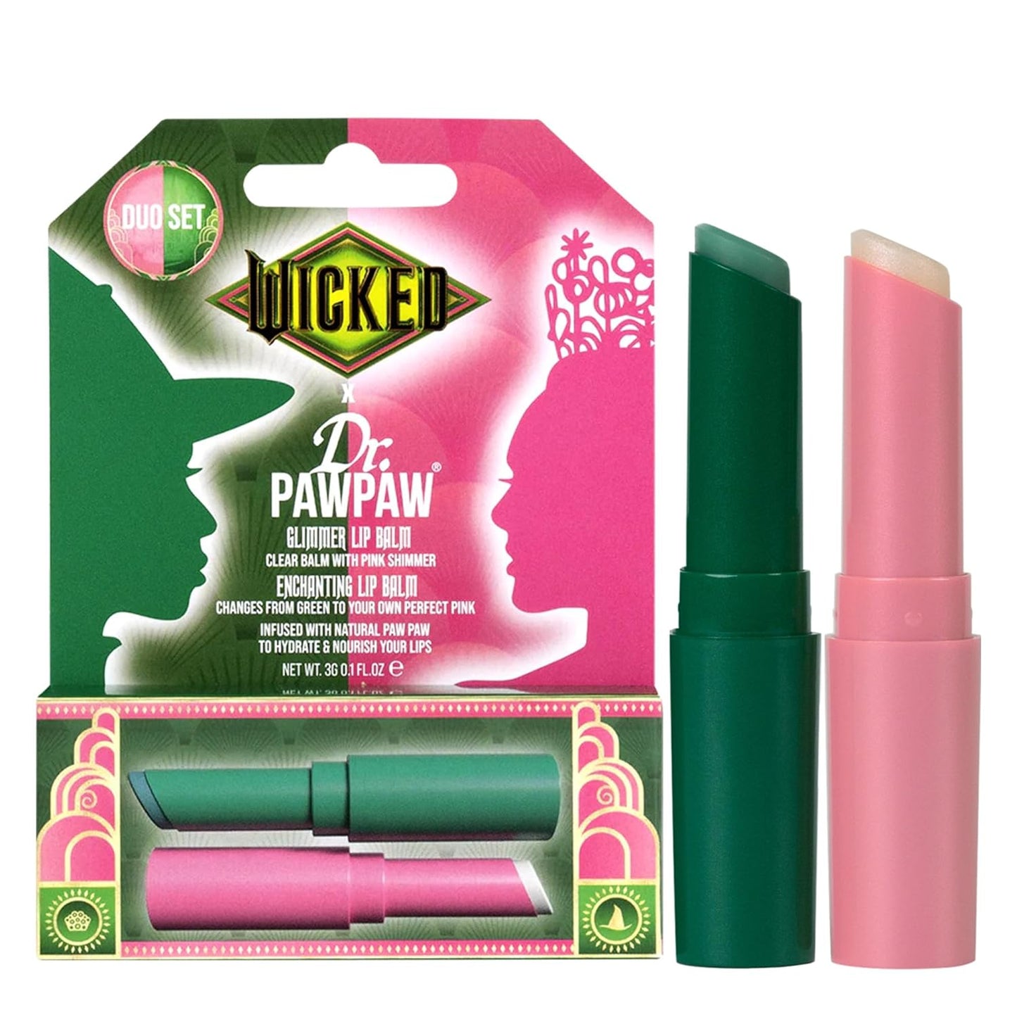 Dr. PawPaw Wicked Enchanting & Glimmer Lip Balm Duo - Moisturizing, Tinted Lip Balm for Women - Vegan, Nourishing, Hydrating - 2 pc