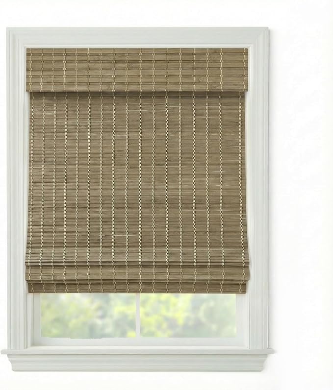 Cordless Woven Wood Roman Shades, 44W x 72H, Eastfield Ash, Sizes 20-72 Wide by FirstRateBlinds