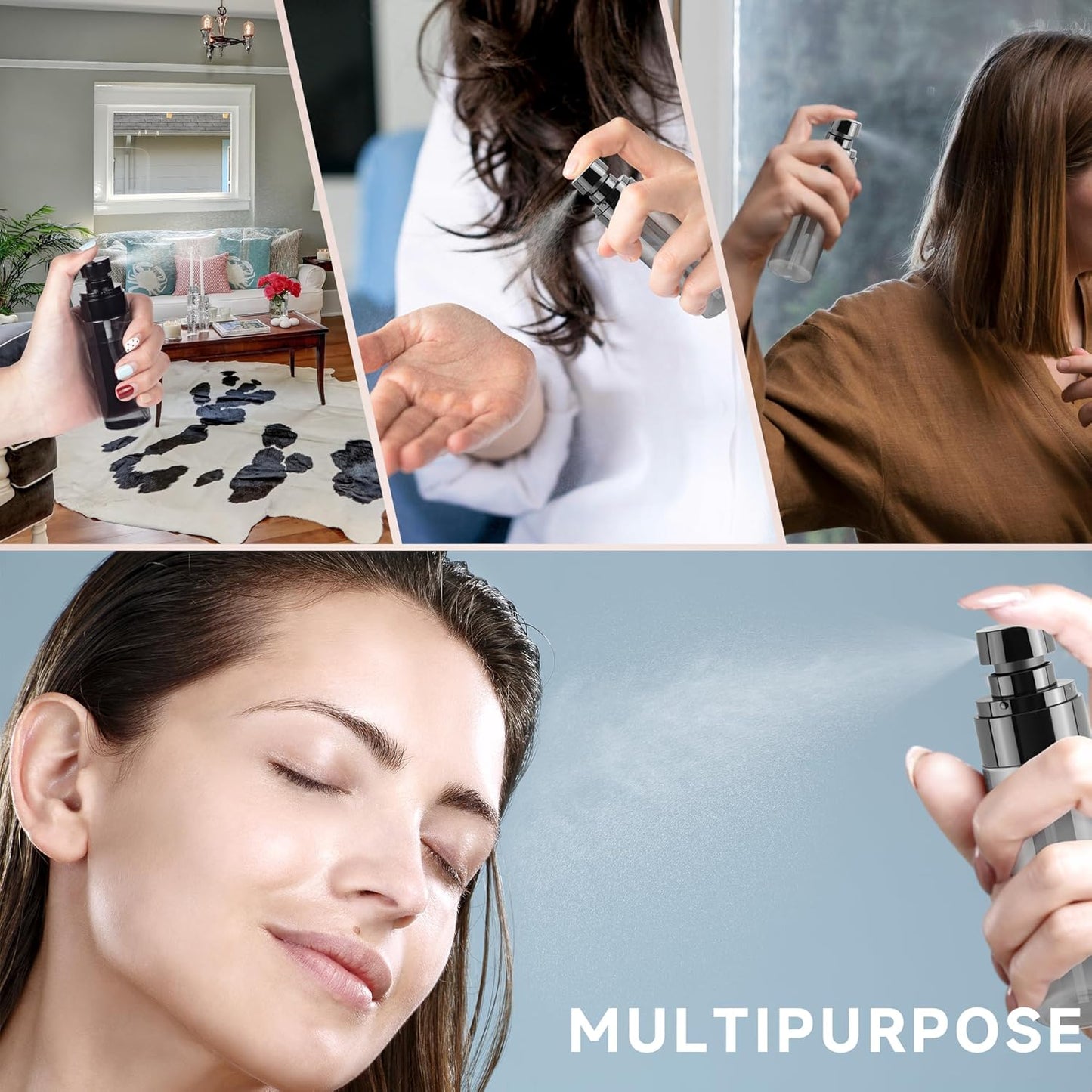 9Pack Small Spray Bottle, 1oz Black Plastic Fine Mist Mini Spray Bottles, Empty Refillable Travel Spray Bottle, Mister Spray Bottle for Hair, Cleaning, Salons, Planting, Skin Care