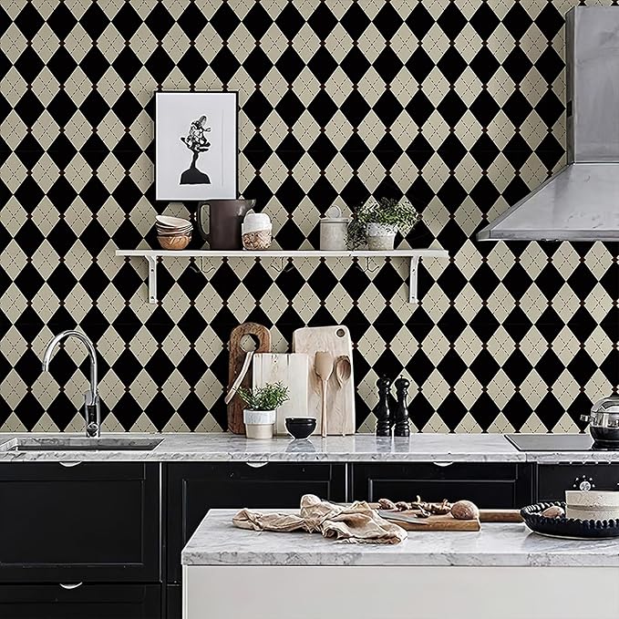 Simon&Siff Retro Checkered Peel and Stick Wallpaper Black and White Wallpaper - Image 3