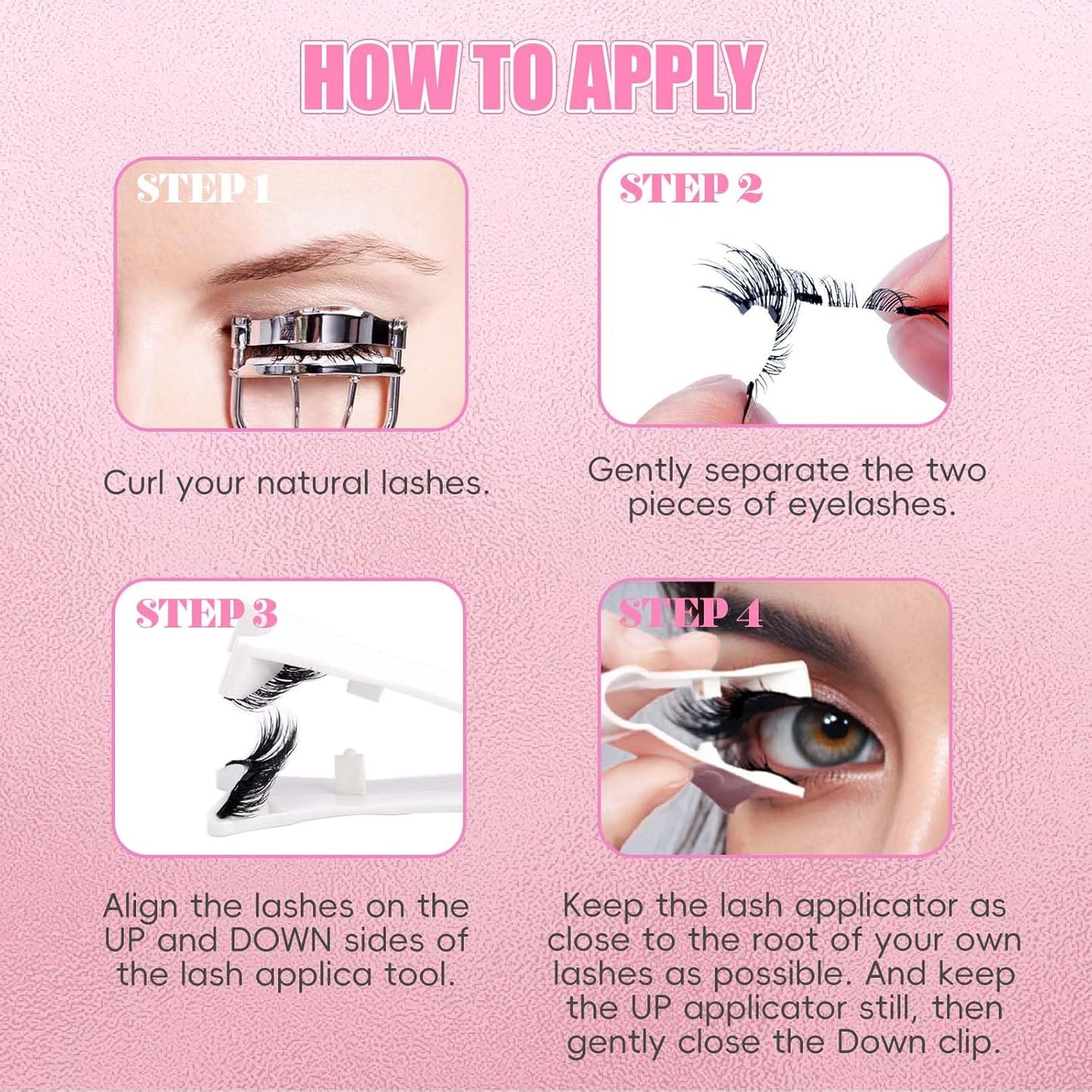 2 Pairs Magnetic Eyelashes with Applicator Waterproof Magnetic lashes Natural Look Reusable Eyelashes Easy to Wear and Remove No glue needed (KS02+XM1)
