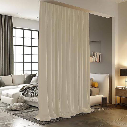 Room Divider Curtains for Ceiling Track Rod, 4.3 ft Wide x 10 ft Tall, Cream by RoomDarkning