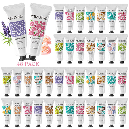 BODY & EARTH # LOVE 48 Pack Hand Cream for Women Gifts Moisturizing Hand Lotion Cream For Dry Hands Bulk Mini Hand Lotion Gift Sets For Mother's Day Valentine's Day Christmas