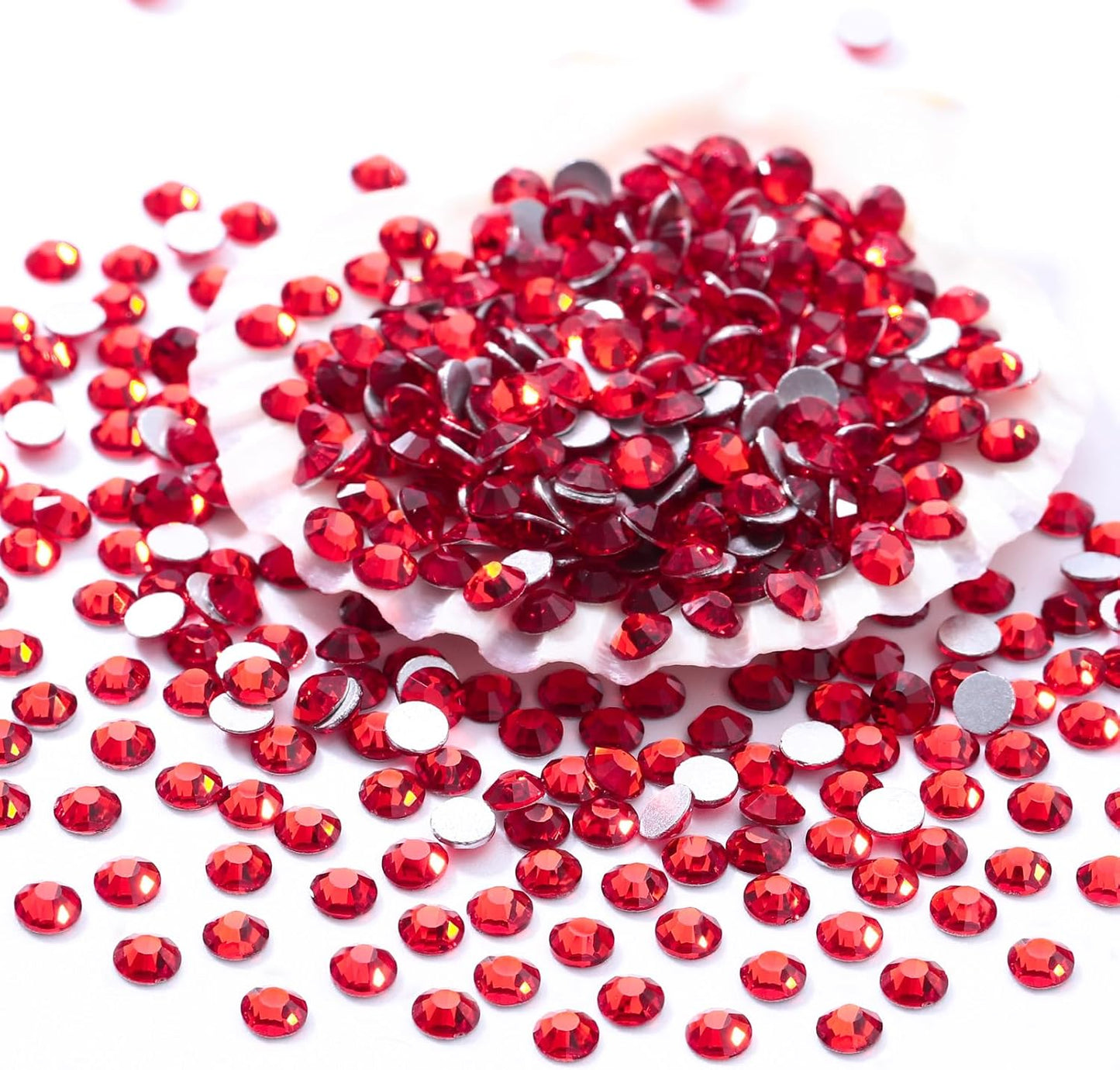 Red Flatback Rhinestones, Glass Rhinestones for Nail Art and Craft, Glue Fix, Loose Crystal Gemstones(Red, SS20, 2880pcs, 4.6-4.8mm)