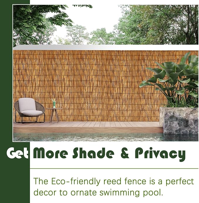 Barydat 3 Pcs 5 x 16.4 ft Reed Fence Roll, 85% Shade Bamboo Privacy Screen - Image 8