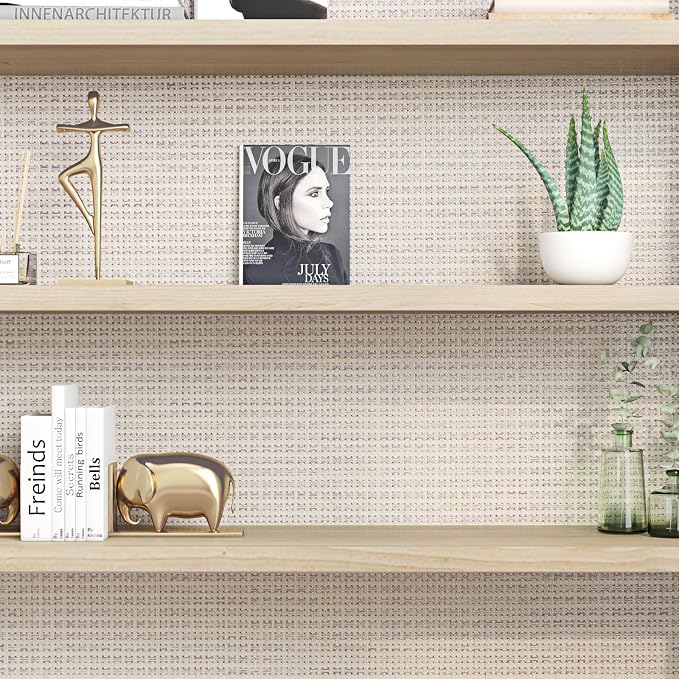 FunStick 24"x394" Grasscloth Peel and Stick Wallpaper Textured Removable Beige - Image 5