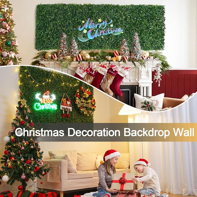 Luyue 24PCS 20”×20” Boxwood Panels, Artificial Grass Wall Panels Fake Greenery - Image 2