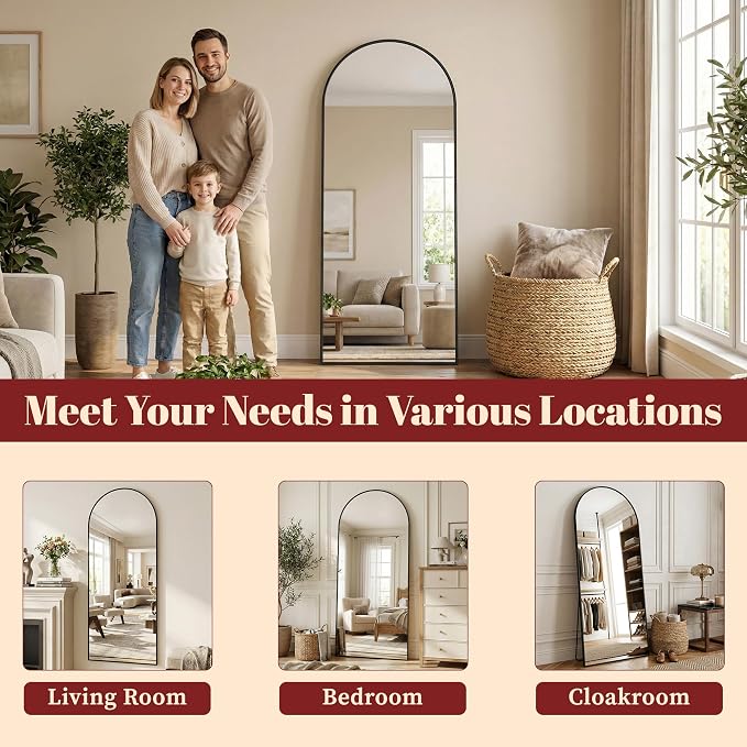 Suidia 86"x46" Arched Full Length Mirror - Image 9
