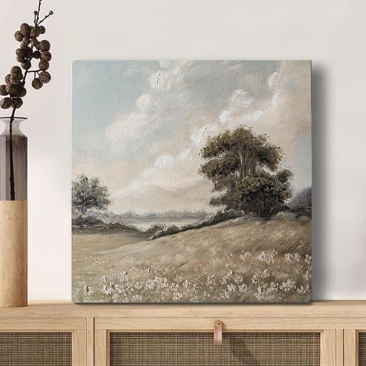JolyWell Hand-Painted Vintage Canvas Wall Art, Landscape Wall Painting Prints by JolyWell