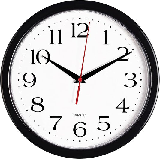 Bernhard Products Black Wall Clock Silent Non Ticking 10 Inch Quality Quartz by BernhardProducts