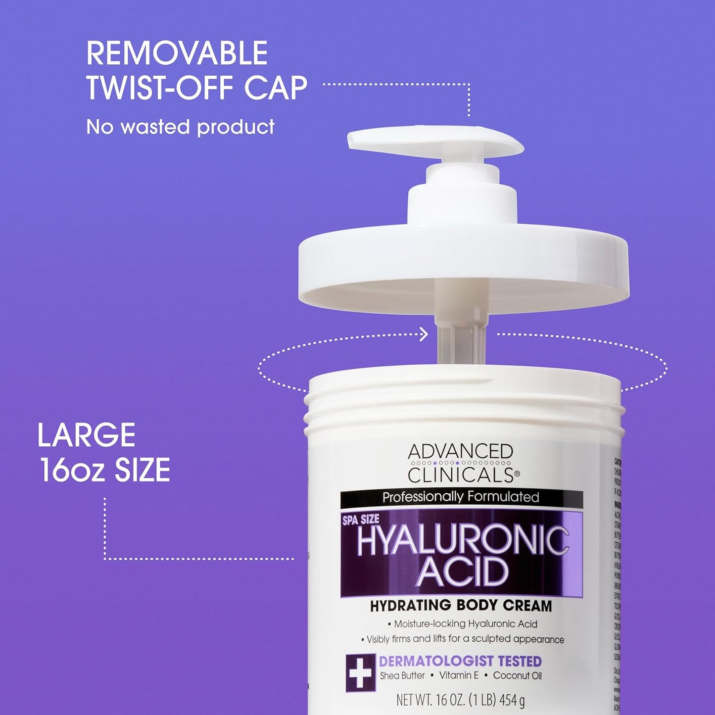 Advanced Clinicals Hyaluronic Acid Moisturizer Body Cream + Hyaluronic Acid Serum 2PC Skin Care Set | Face Serum & Body Lotion Help Diminish Appearance Of Wrinkles, Fine Lines, & Dry Skin, 2PC Bundle
