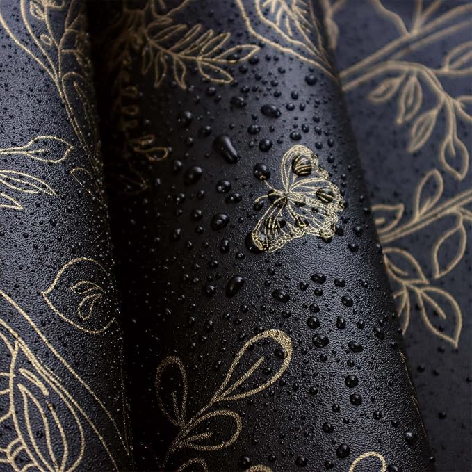 Froluya Black and Gold Wallpaper Peel and Stick Wallpaper 17.7"x196.8" Vintage - Image 4