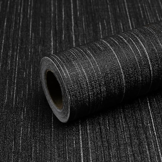 Black Grasscloth Peel and Stick Wallpaper by Qianglive