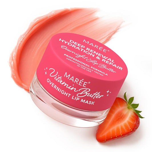 MAREE Lip Moisturizer Sleeping Mask Overnight - Moisturizing Lips Butter Balm with Hyaluronic Acid - For Very Dry Lips Care - Hidratante de Labios Care Products