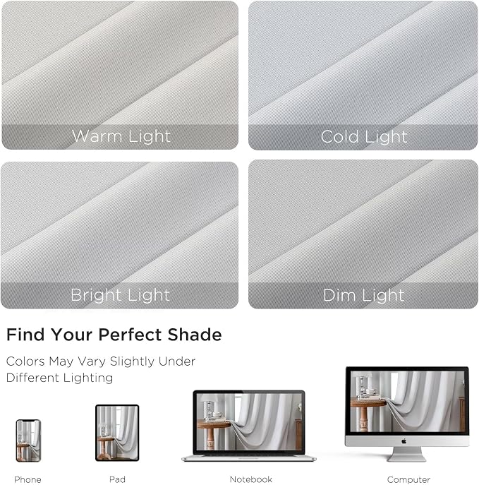 CUCRAF Grayish White Blackout Curtains 54 inch Length 2 Panels Set, Rod Pocket - Image 4
