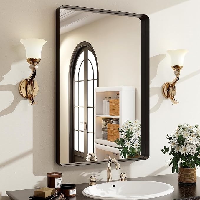 36x24 Inch Black Bathroom Mirror by EASLY