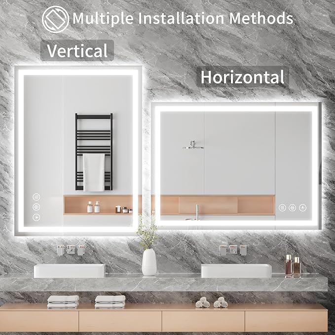 Koonmi 32"x24" LED Mirror for Bathroom, 90CRI Anti-Fog Vanity Mirror - Image 7