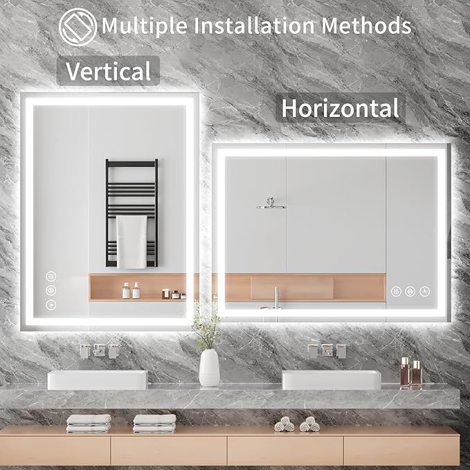 Koonmi 40"x32" LED Mirror for Bathroom, 90CRI Anti-Fog Vanity Mirror - Image 7