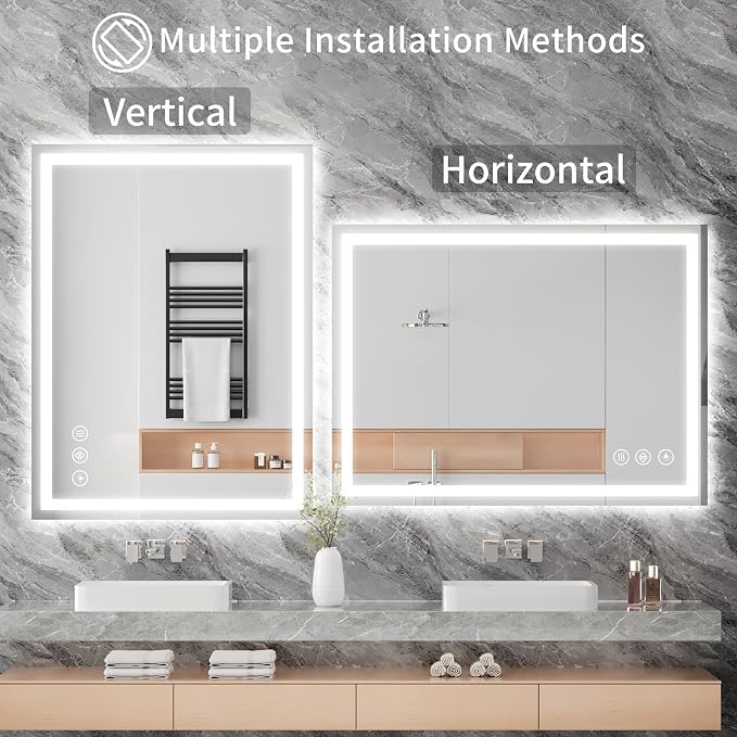 Koonmi 36"x24" LED Mirror for Bathroom, 90CRI Anti-Fog Vanity Mirror - Image 7