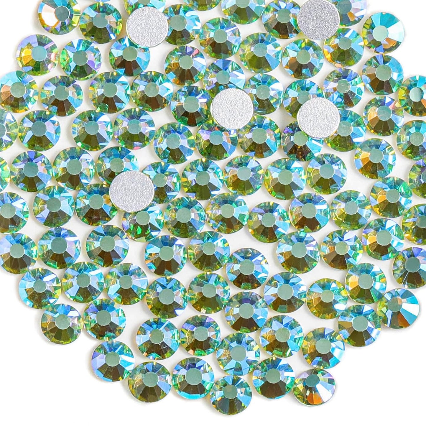 Beadsland 1440 Pieces Flat Back Crystal Rhinestones Round Gems,Peridot AB,SS6,1.9-2.1mm