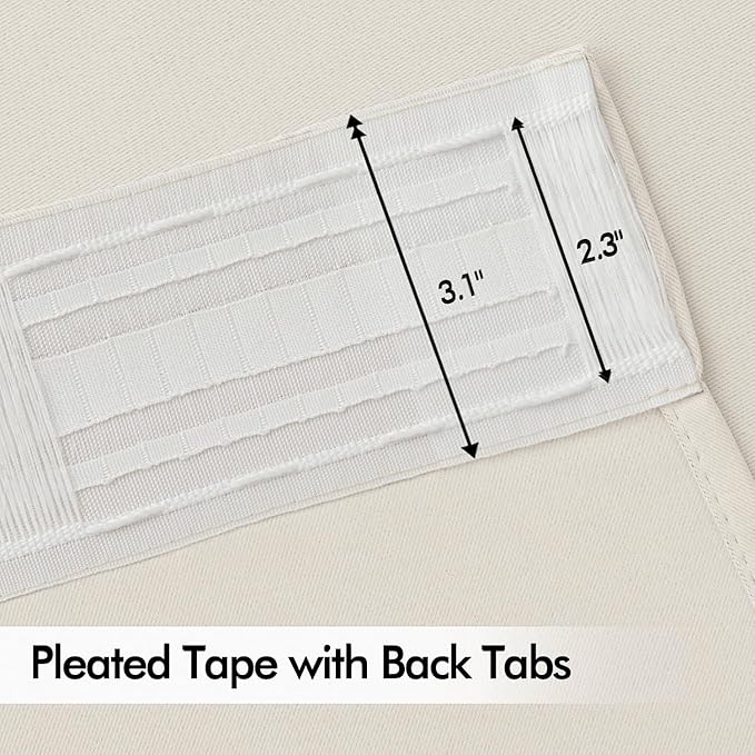 MIULEE Ivory Back Tab Blackout Curtains 120 Inch Long 2 Panels Set - Image 4