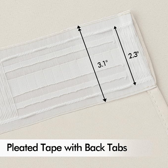 MIULEE Ivory Back Tab Blackout Curtains 72 Inches Long 2 Panels Set - Image 4