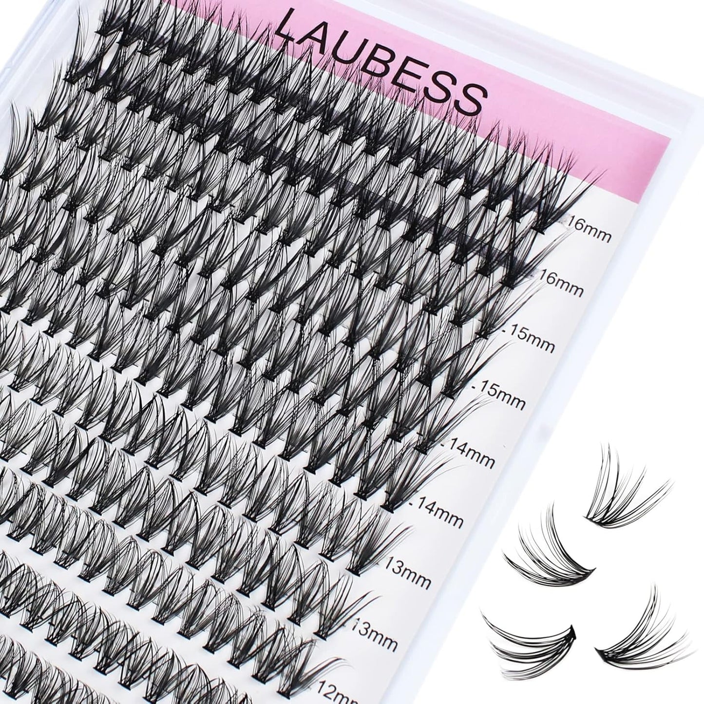 Lash Clusters LAUBESS Individual Lashes Waterproof Eyelash Clusters Mixed Tray Cluster Eyelash Extensions Soft Cluster Lashes for Beginners(30D-0.07C-9-16)