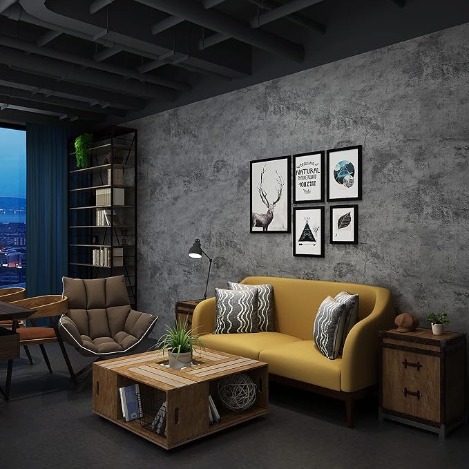 3yecao 24"×591" Large Size Dark Blue Grey Concrete Wallpaper Peel and Stick - Image 6