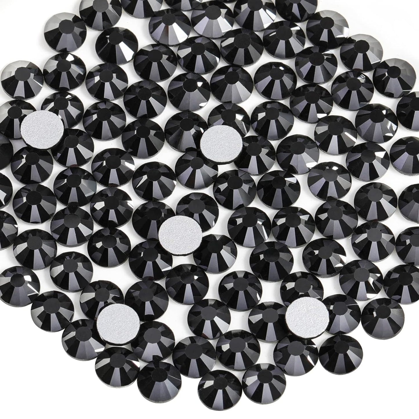Beadsland 1440pcs Flat Back Crystal Rhinestones Round Gems for Nail Art and Craft Glue Fix, Jet Hematite,SS10,2.7-2.9mm