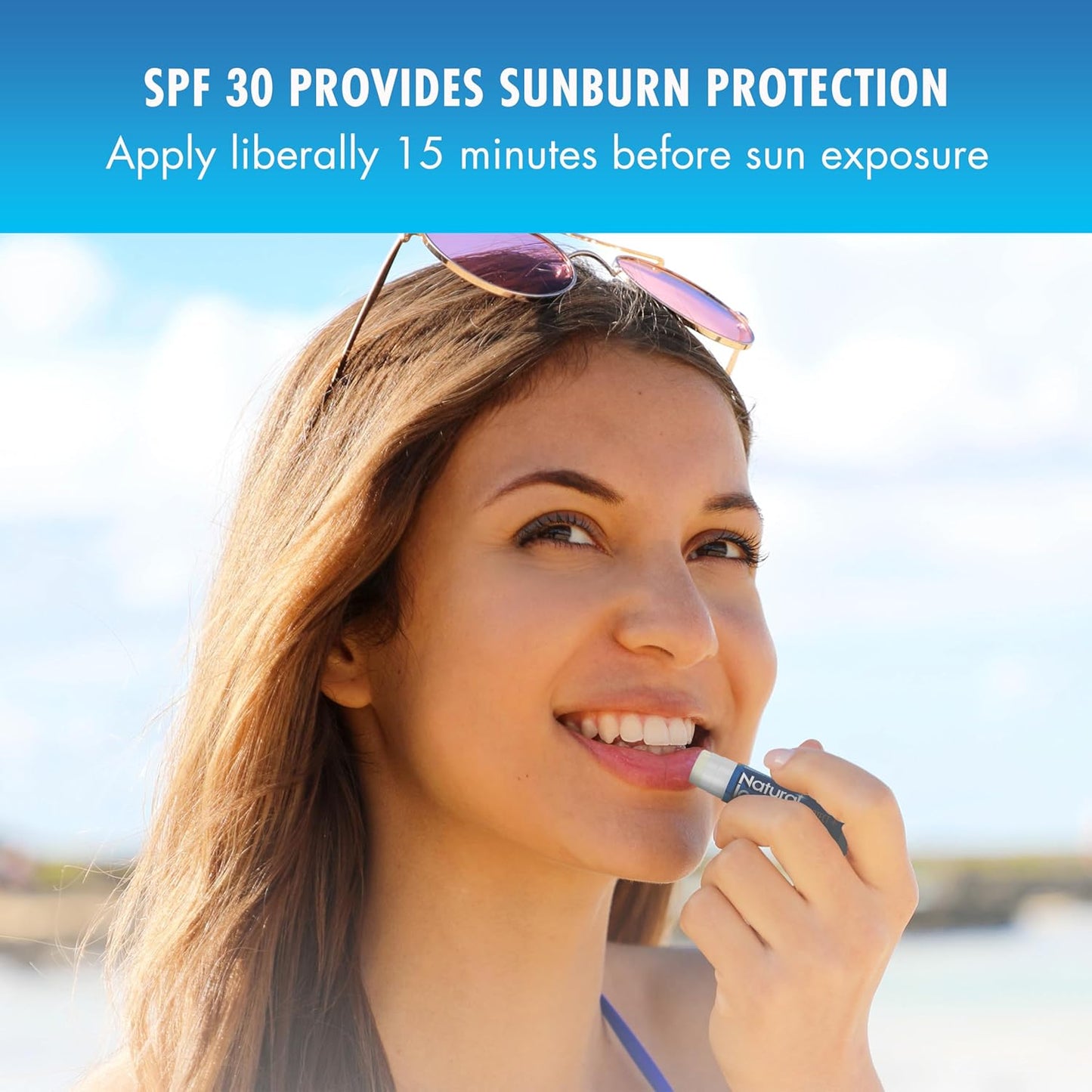 Mentholatum (R) Natural Ice (R) Sport Broad Spectrum SPF 30 Medicated Lip Balm - 12 Pack of 4.2 g Tubes