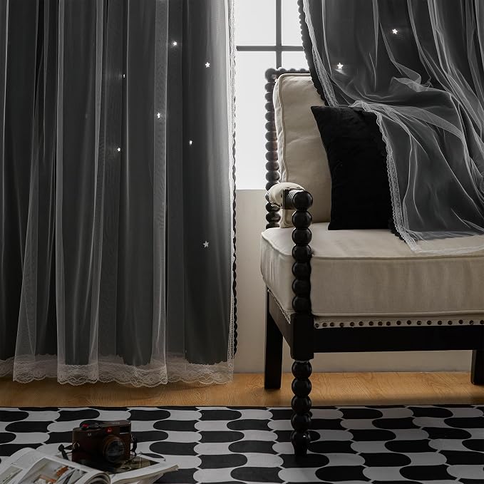 XiDi Black 63x34in Curtain for Bedroom, Girls Room Decor, Living Room, 1 Panel - Image 7