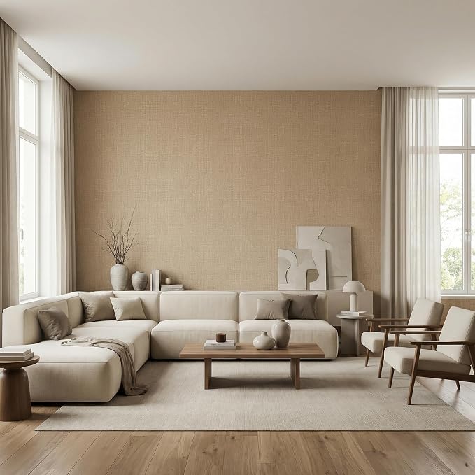WADILE Grasscloth Peel and Stick Wallpaper 15.7in x 393.7in, Textured Contact - Image 3