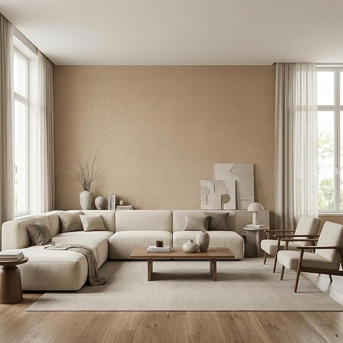 WADILE Grasscloth Peel and Stick Wallpaper 15.7in x 787.4in, Textured Contact - Image 3