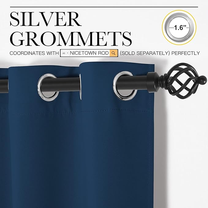 NICETOWN Moroccan Blue Blackout Curtains 86" Long, 2 Pieces - Image 3