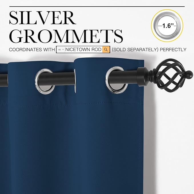 NICETOWN Moroccan Blue Blackout Curtains 96" Long - Image 3