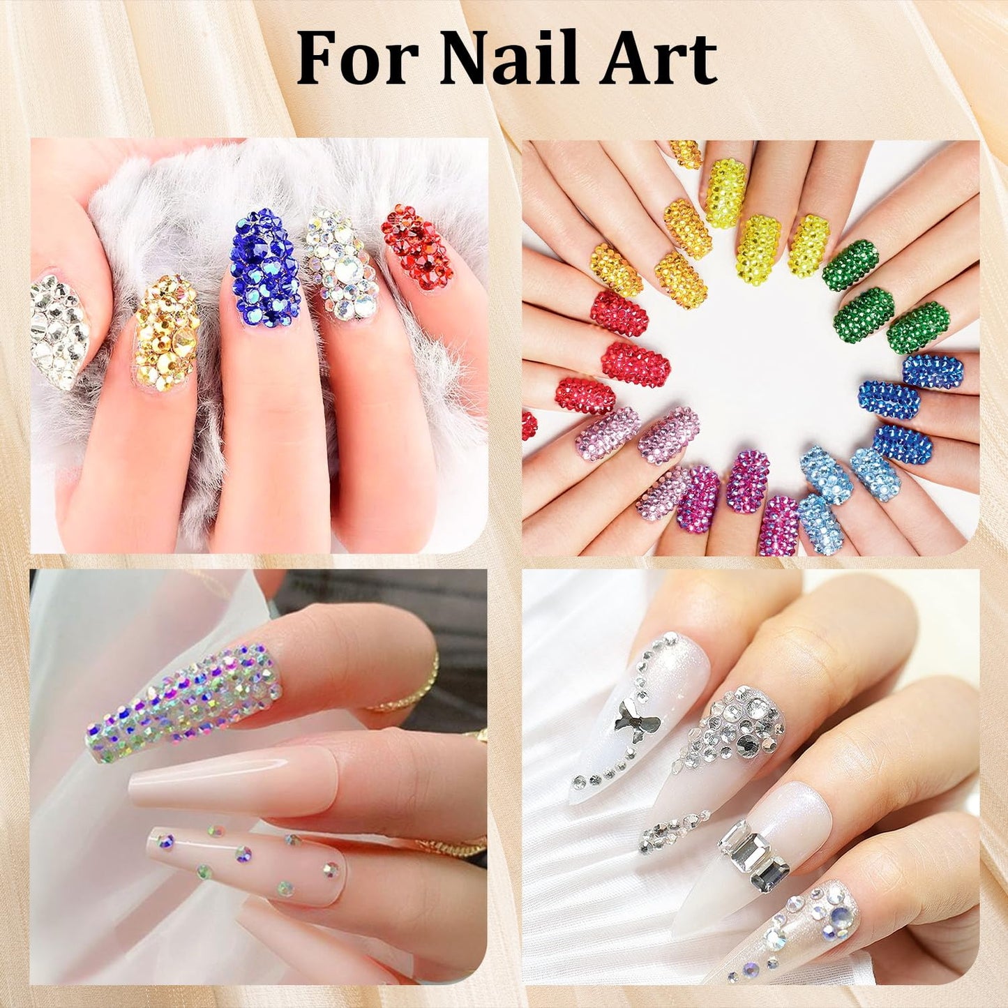 Colorful Face Gems for Makeup Set, Flatback Gorgeous Charming Mixed-Colored Chameleon Crystals with Makeup Glue+Picker Pencil+Tweezer for Eye Body Hair Make-up and Nail Art Deco