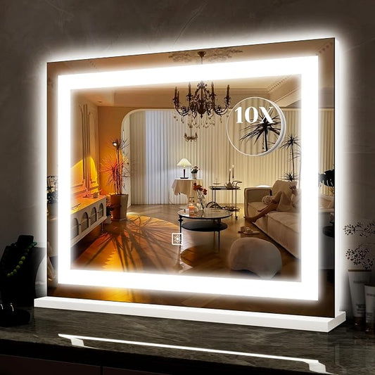 ROLOVE 22x19 Inch Lighted Vanity Mirror, Large LED Makeup Mirror by ROLOVE