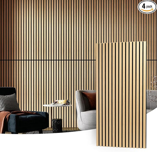 Art3d 4 Pack 47.2 x 23.6in. Wood Slat Acoustic Panels by Art3d