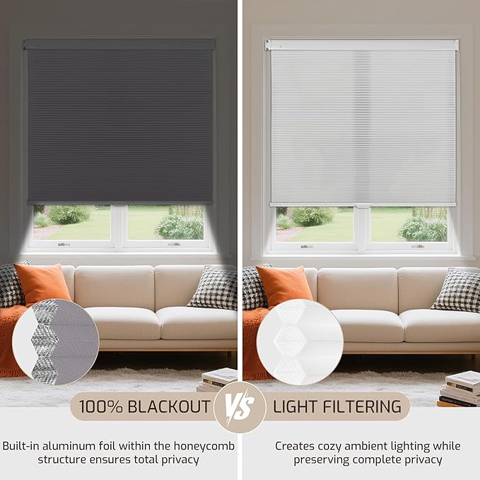 Grandekor No Drill No Tools Cordless Cellular Shades, 28.5" W x 64" H, UV - Image 7