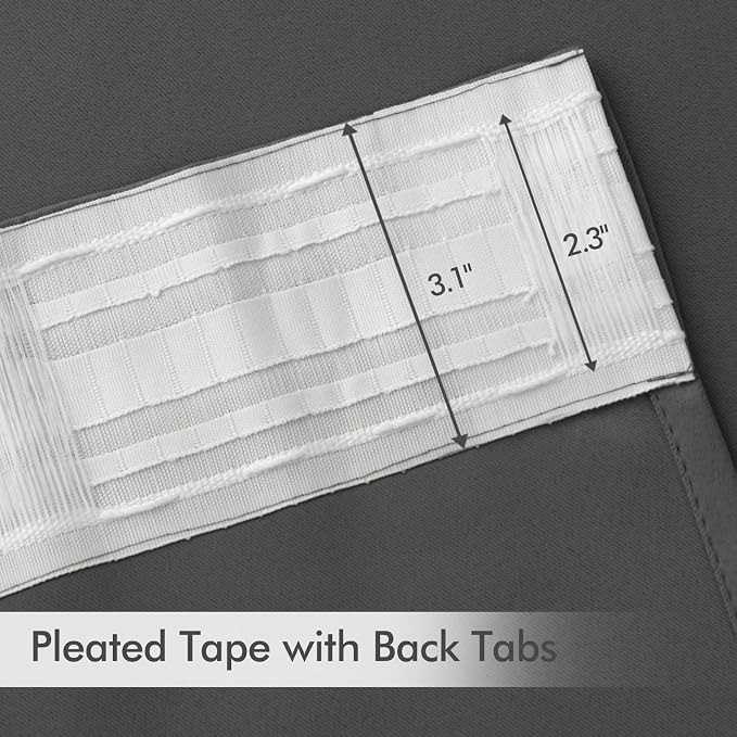 MIULEE Back Tab Grey Blackout Curtains 96 Inch Long 2 Panels Set - Image 4